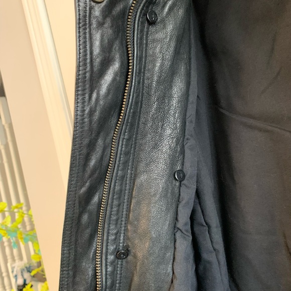 Real leather fox fur collar slim coat - Picture 9 of 16